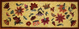 "Caraway Garden Runner" 18 x 52 designed & hooked by Susan L. Feller  2013